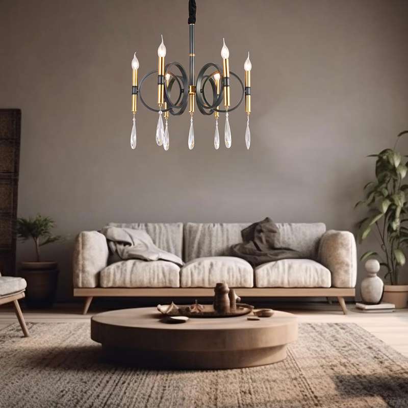 Black round candle deals chandelier