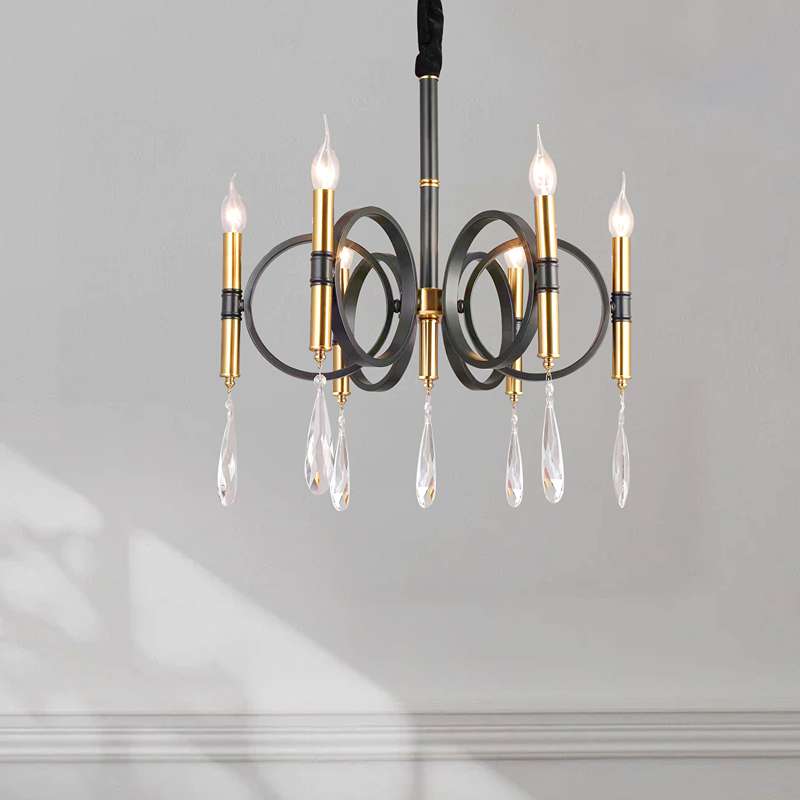 6 Light candle Black & Gold Chandeliers Light