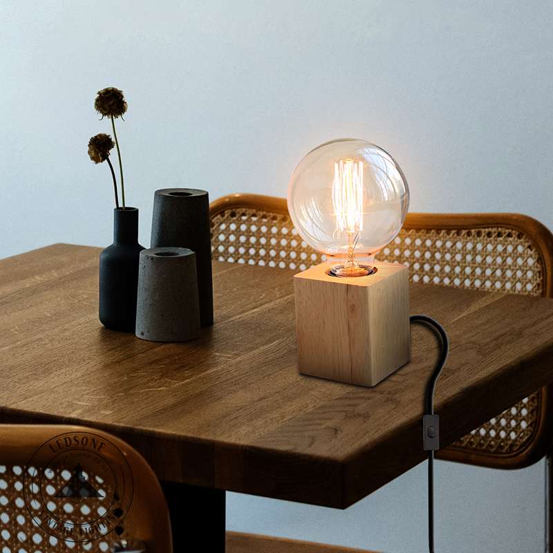 Wood Base Dining Table Lamp Light