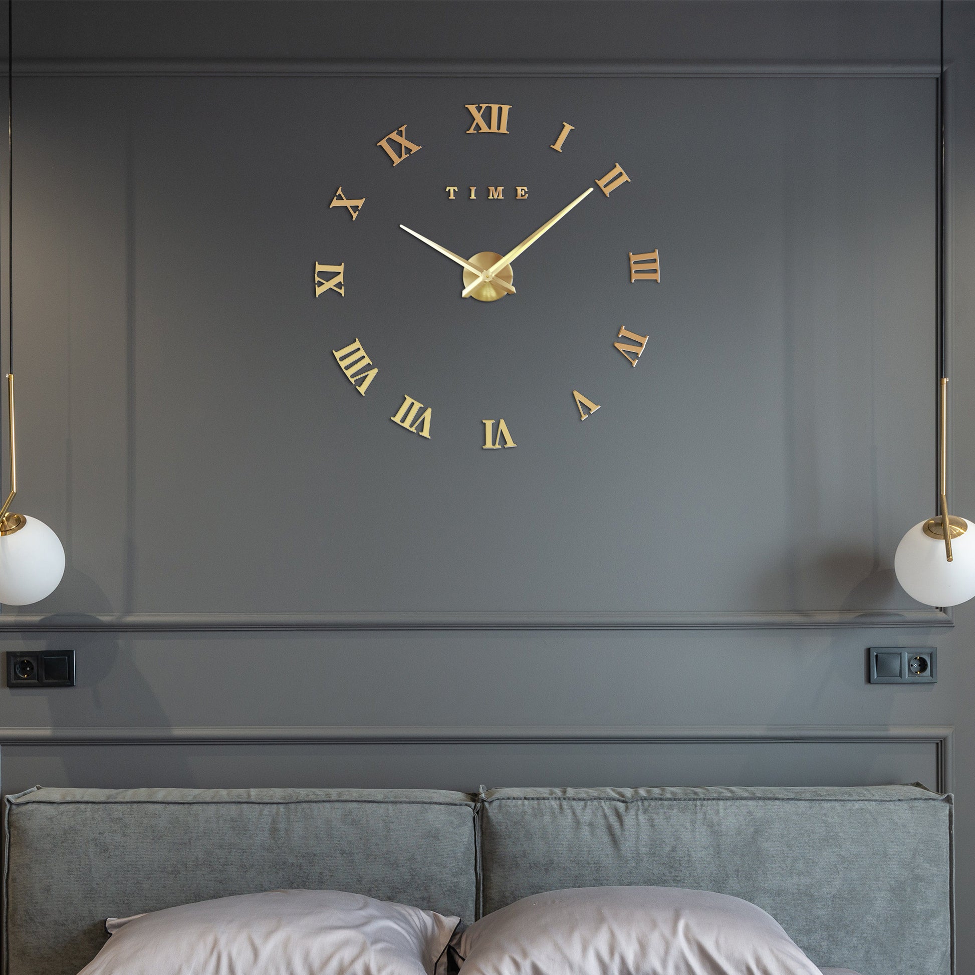Gold clock with roman numerals