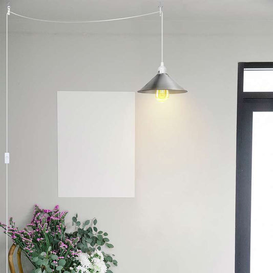 E27 Plug in Hanging Pendant light Fixture White lamp bulb Socket Cord-App 1