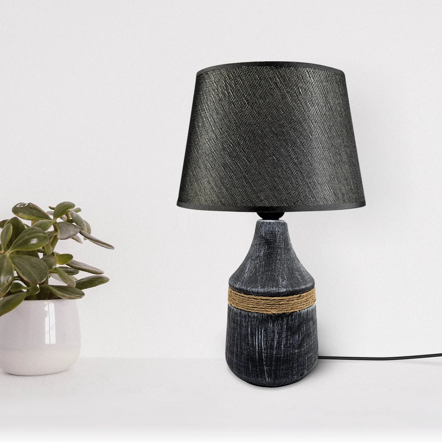 ceramic Lamp base modern lampshade plug in Table lamp