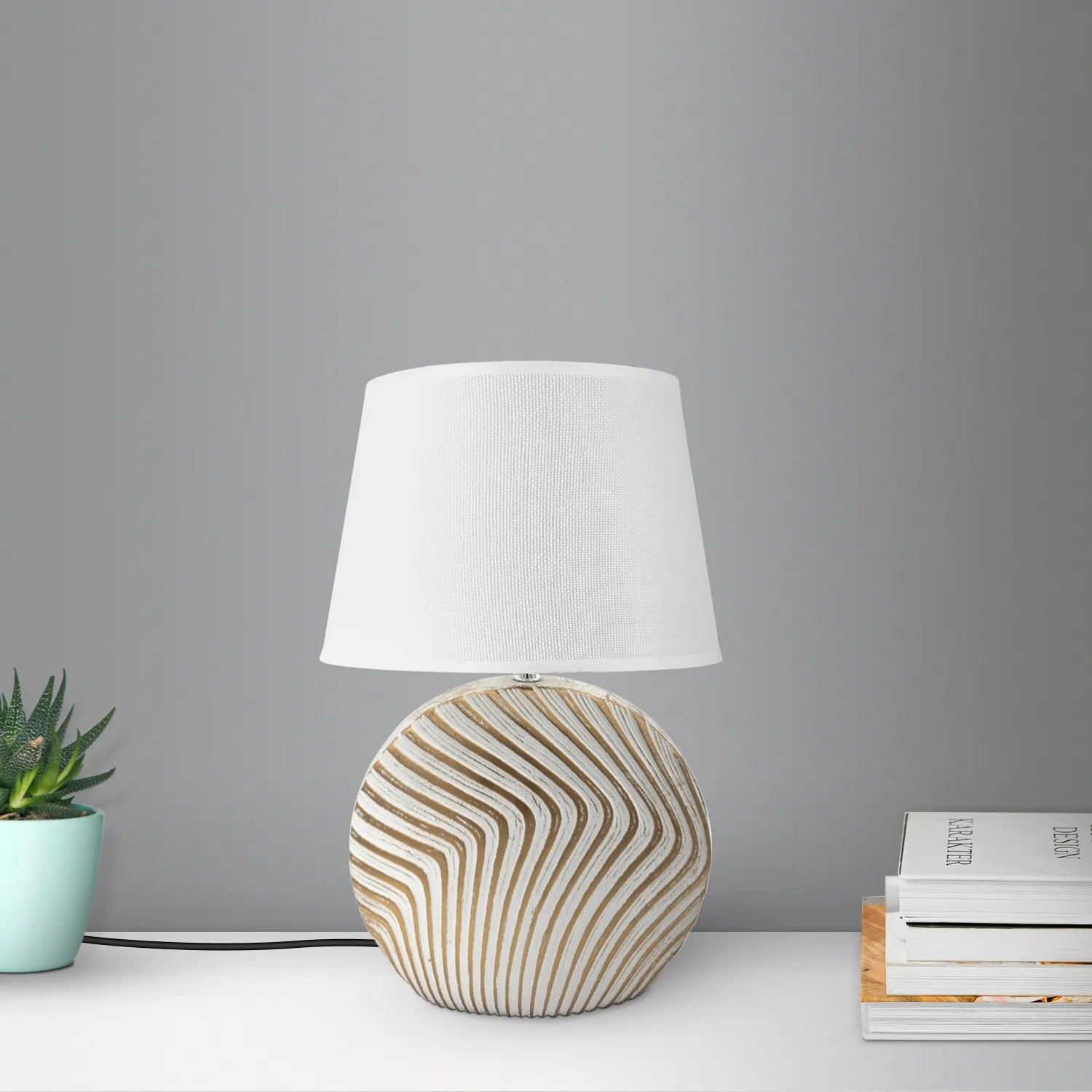 White Lampshade Table Lamp for Desk
