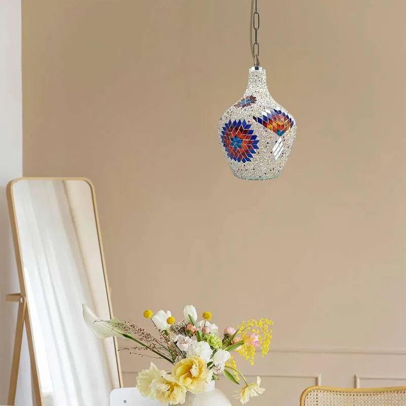 Hanging Handmade Hurricane Mosaic Pendant Lamps Antique Moroccan Ceiling Light~4969