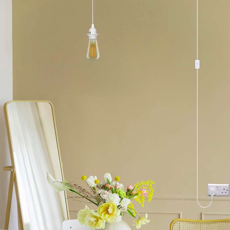 E27 Plug in Hanging Pendant light Fixture White lamp bulb Socket Cord-App 2