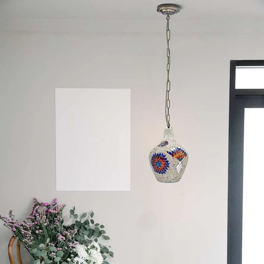 Hanging Handmade Hurricane Mosaic Pendant Lamps Antique Moroccan Ceiling Light~4969