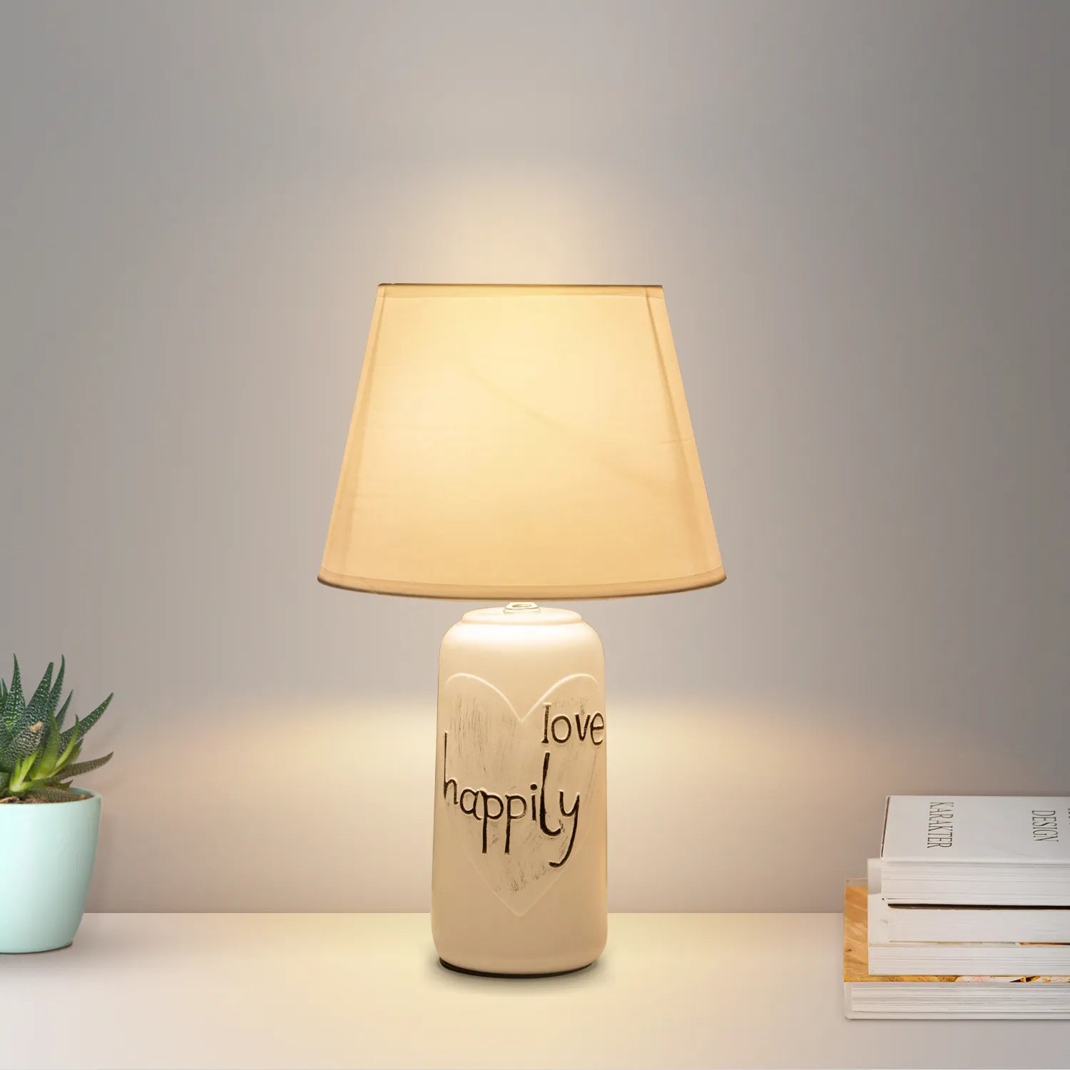 Word Text Plugin Bedside Table Lamp Ceramic Light~5161