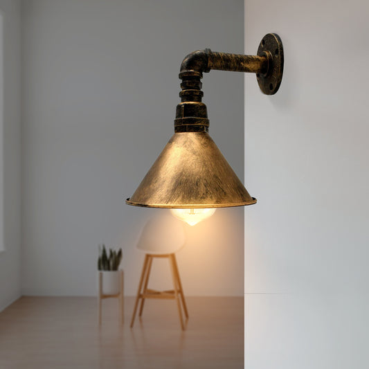 Modern Vintage Wall Mounted Light Sconce Lamp Indoor Fixture Cone Shape Metal Shade~1257