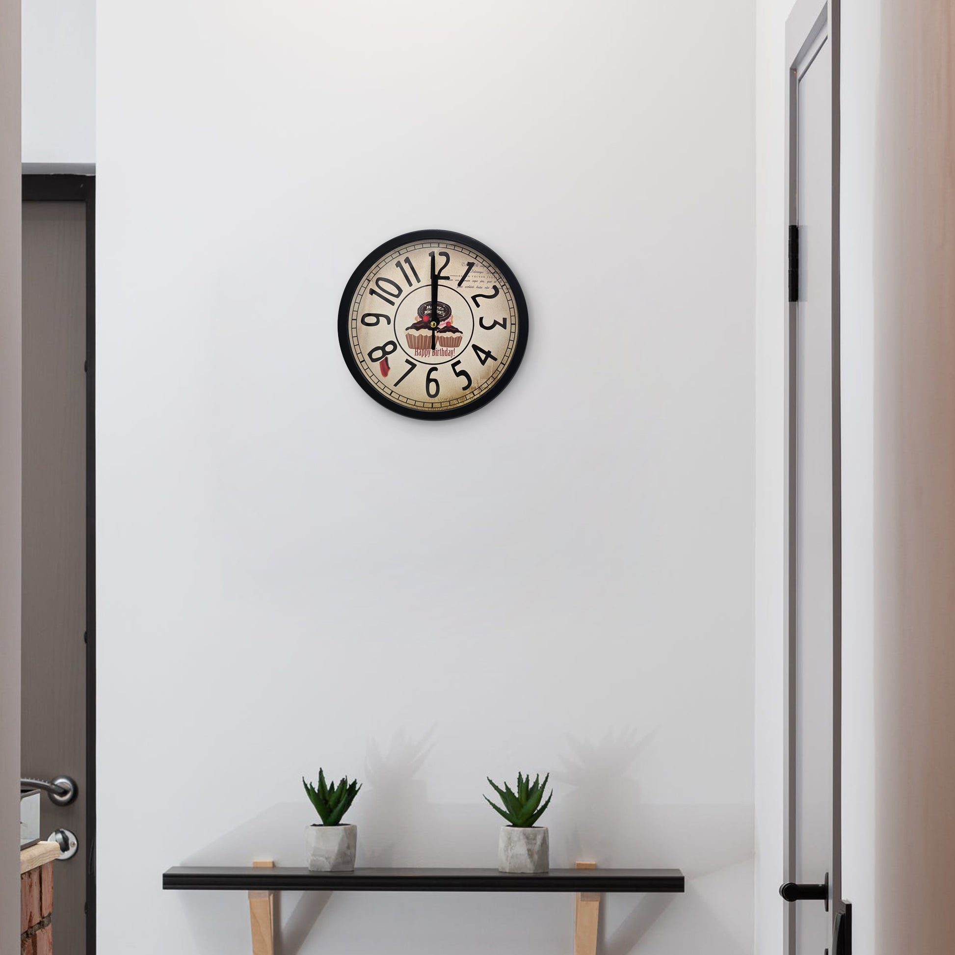 round black wood wall clock