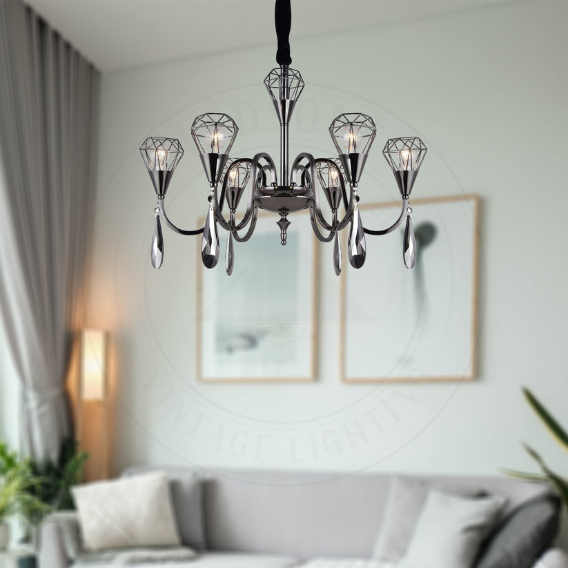 Raindrop 6-Lamp Antique Chandelier | Ceiling Pendant