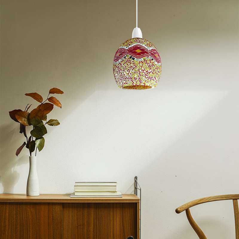 Handmade Colourful Lamp Ellipse shape Glass Globe Mosaic Lighting Handcrafted Ceiling Hanging Pendant Lamp Shade-Application 5