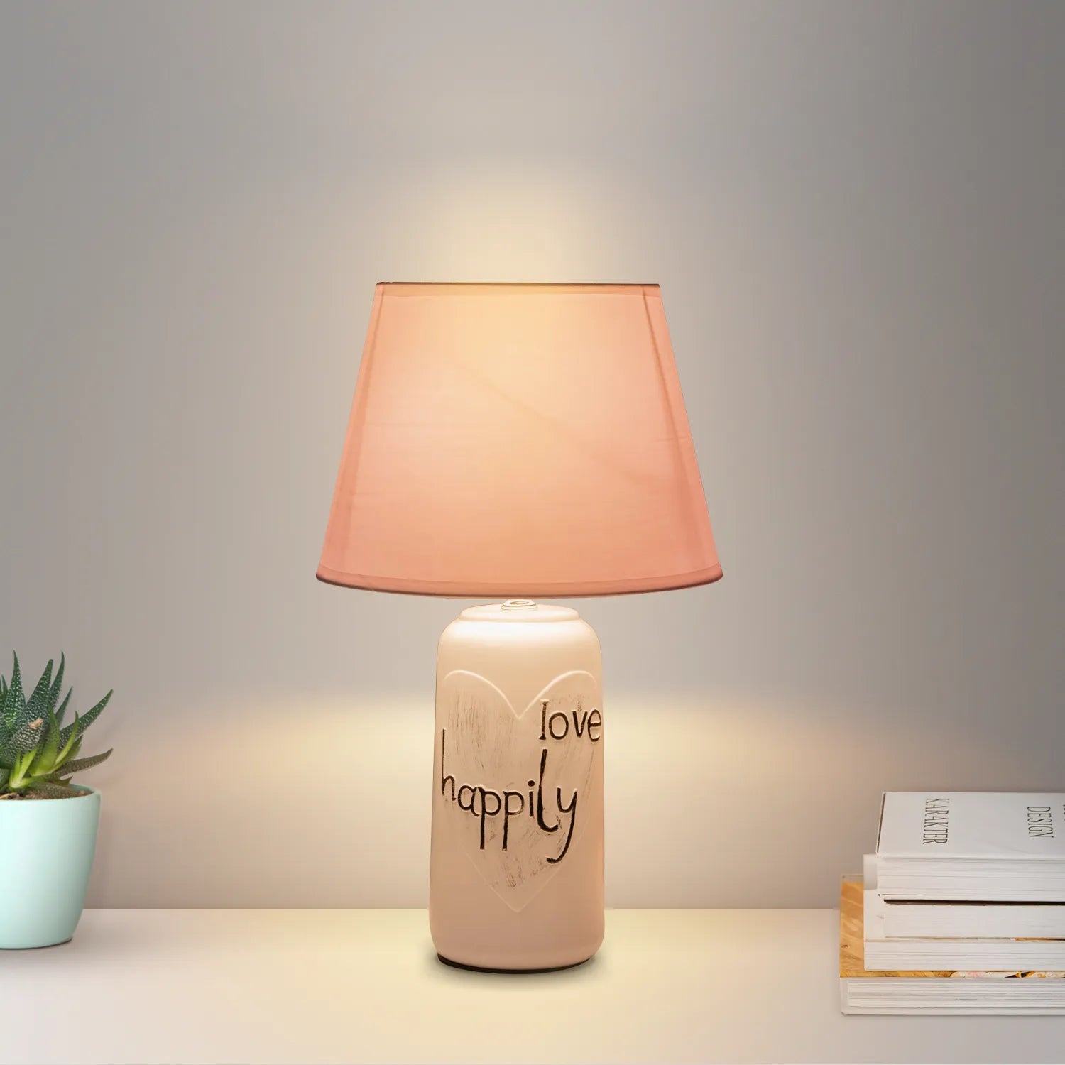 Love Happily word text Table Lamp for Study Table