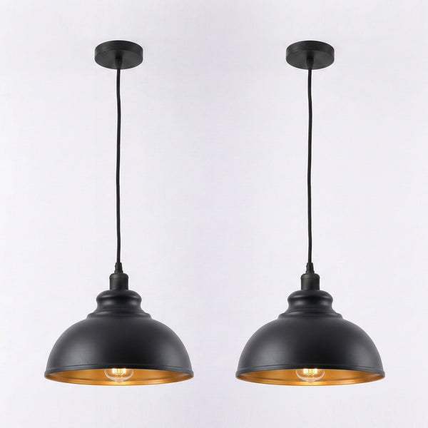 2 Set Pendant Light Metal ~6527 – Black Inner gold