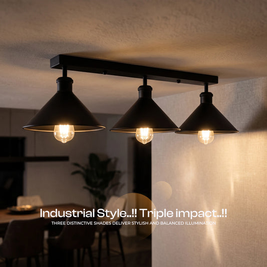 TRIPELJS 3 Light Metal Loft Ceiling Light E27 Lamp ~6190