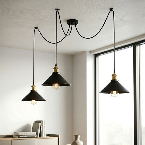 3 Fluming Spider Pendant Light E27 Metal ~6175 – Black