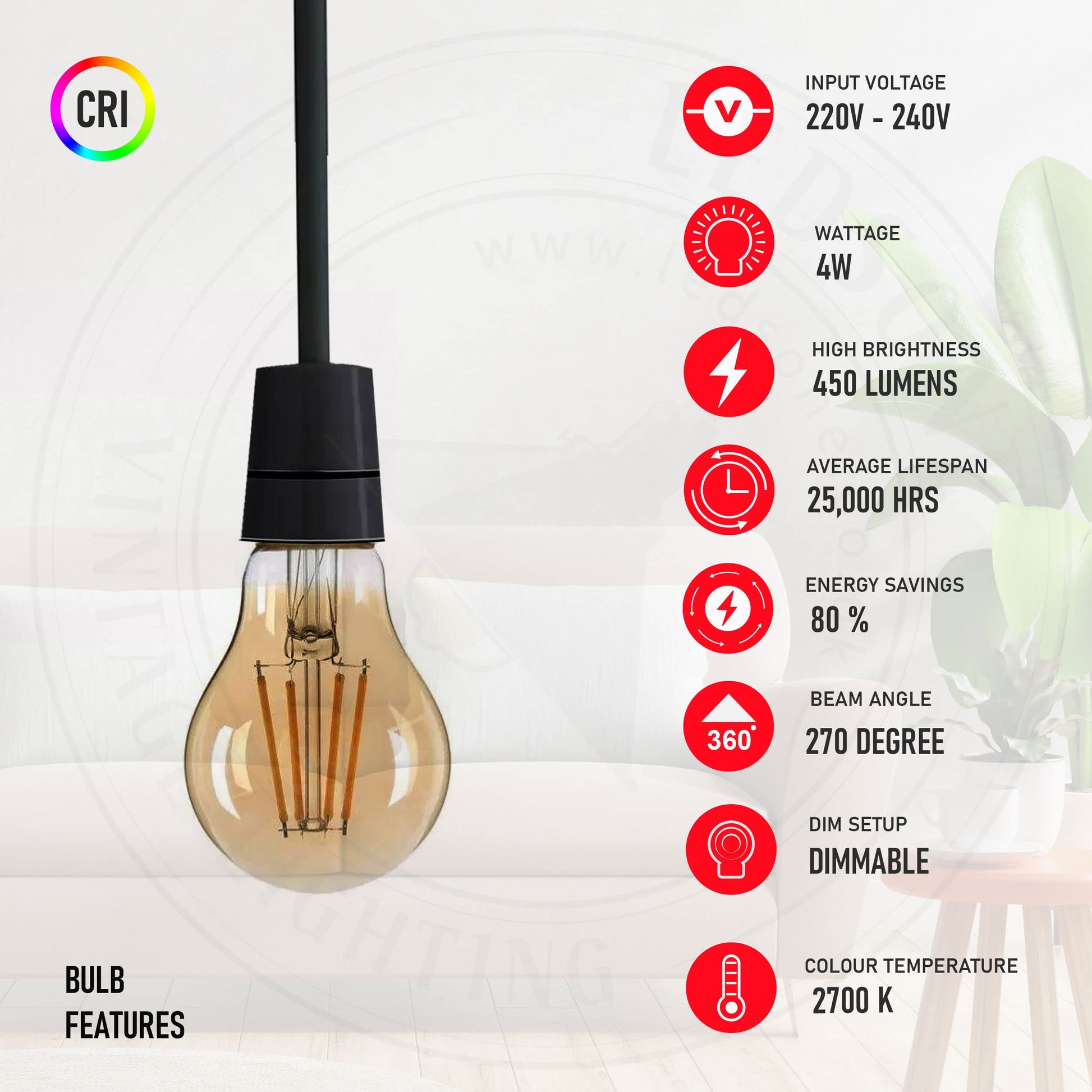 led a led-lamp / for style B22 LED filament bundle, triple A60 4W warm white, vintage bayonet replacement bulbs, energy efficient 3-piece set, non-dimmable filament LED.