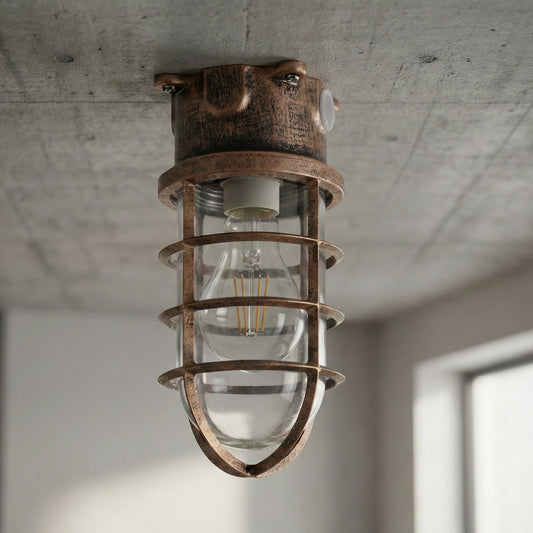 Retro Oval Bulkhead Cage Wall Ceiling Mount Fitting Light ~5525