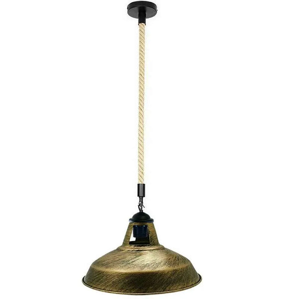 Hemp Rope Pendant Light - E27 Edison Base ~5717 – Brushed Copper / No