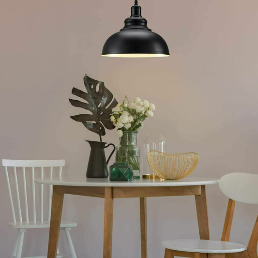 Lámpara colgante de techo retro de metal negro, fácil de instalar, ~2089
