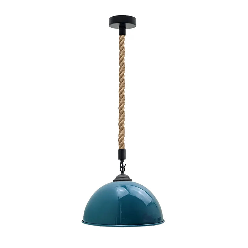 Blue Metal Dome Shade Ceiling Pendant Lamp