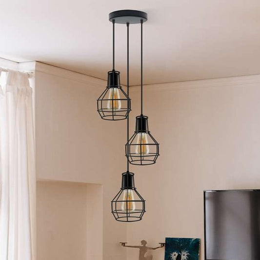 3 cage ceiling pendant lights