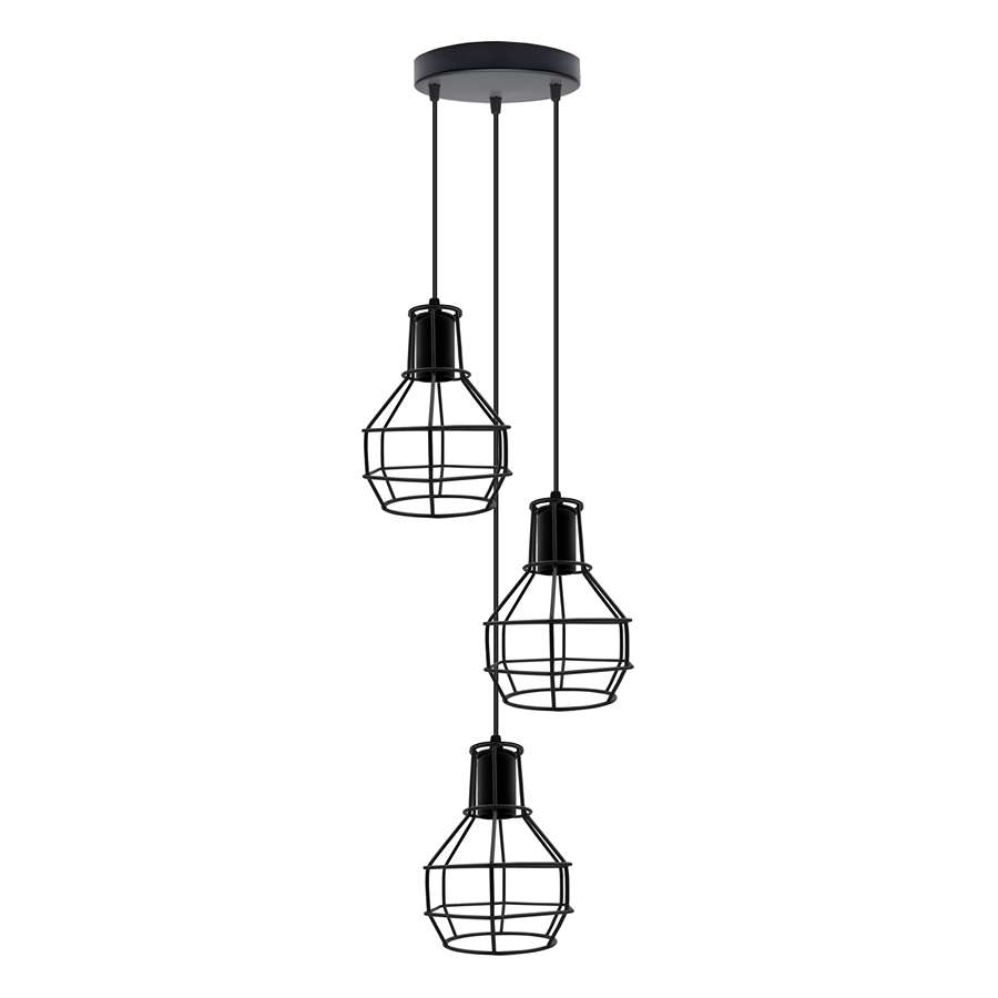 3 light metal cage ceiling pendant lights