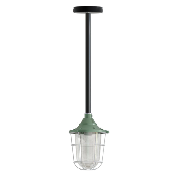 Industrial pipe ceiling pendant light kit with Conduit Fisherman Cage ~ 6114 – Green / 80cm / No