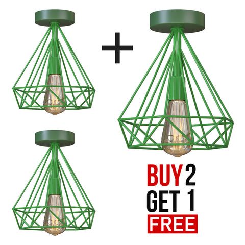 Lámpara de techo semiempotrada roja con pantalla de metal y portalámparas E27 ~4199