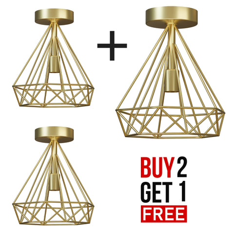 Lámpara de techo semiempotrada roja con pantalla de metal y portalámparas E27 ~4199