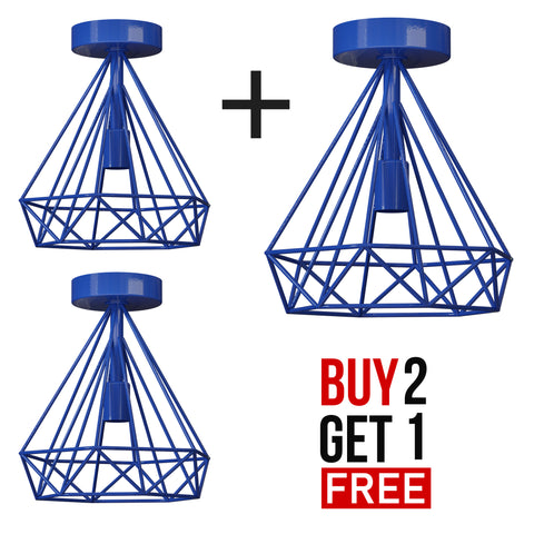 Lámpara de techo semiempotrada roja con pantalla de metal y portalámparas E27 ~4199