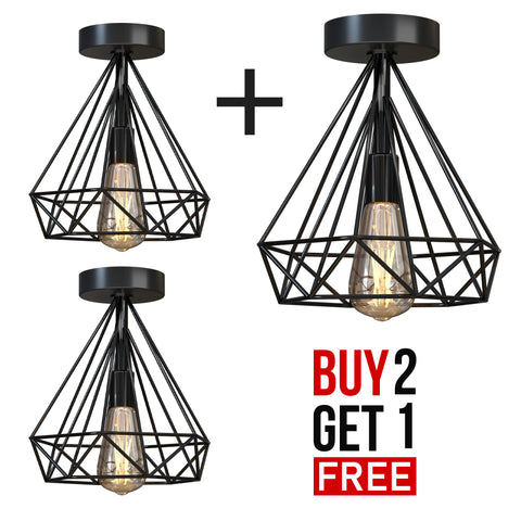 Lámpara de techo semiempotrada roja con pantalla de metal y portalámparas E27 ~4199