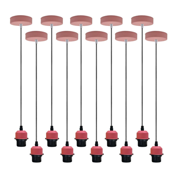 E27 Pendant Light Fitting - 1M Adjustable Vintage Cord ~5811 – 10 Pack / No