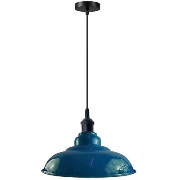 Vintage Industrial Metal Pendant Light E27 ~5934 – Blue / Yes