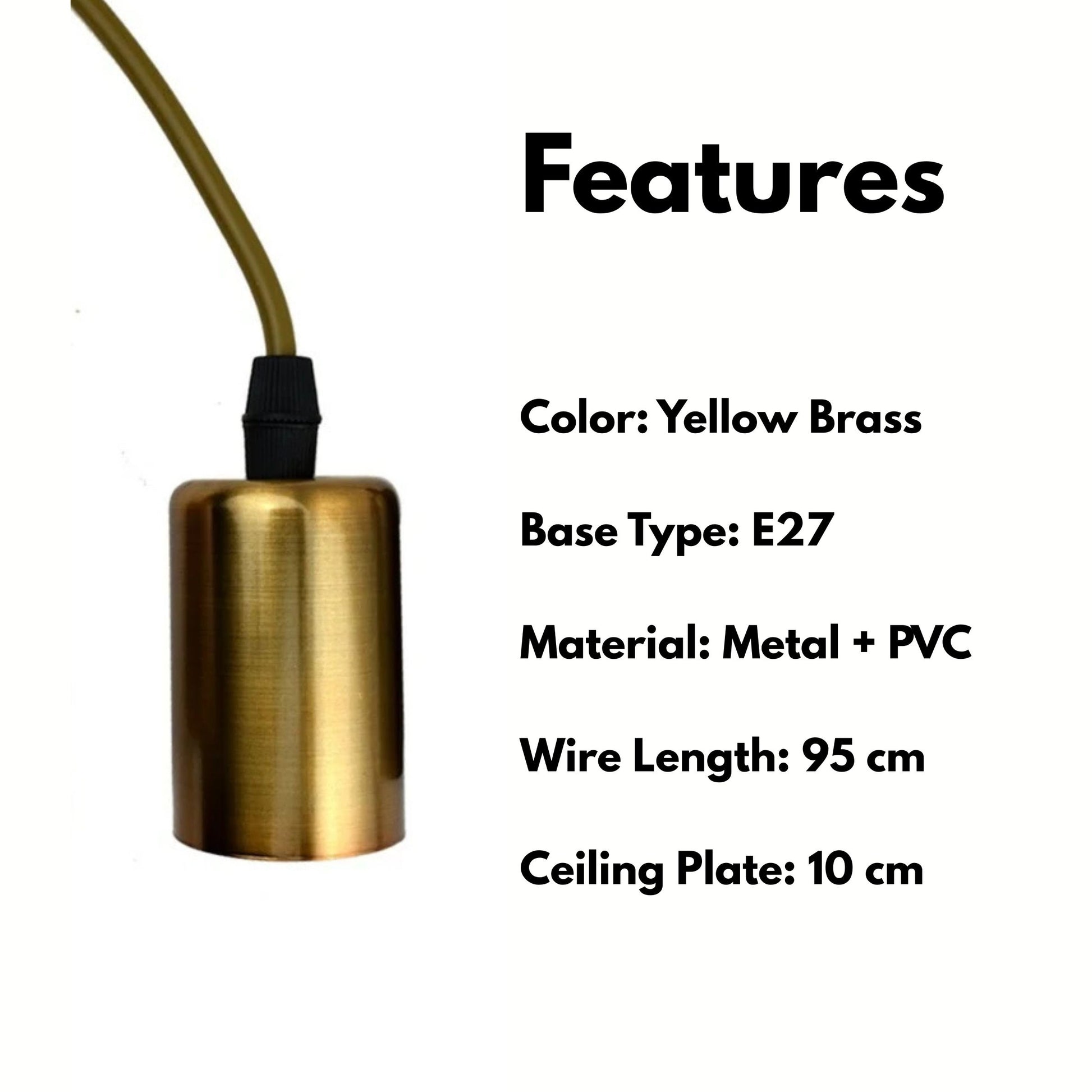 Yellow brass pendant light with specifications 