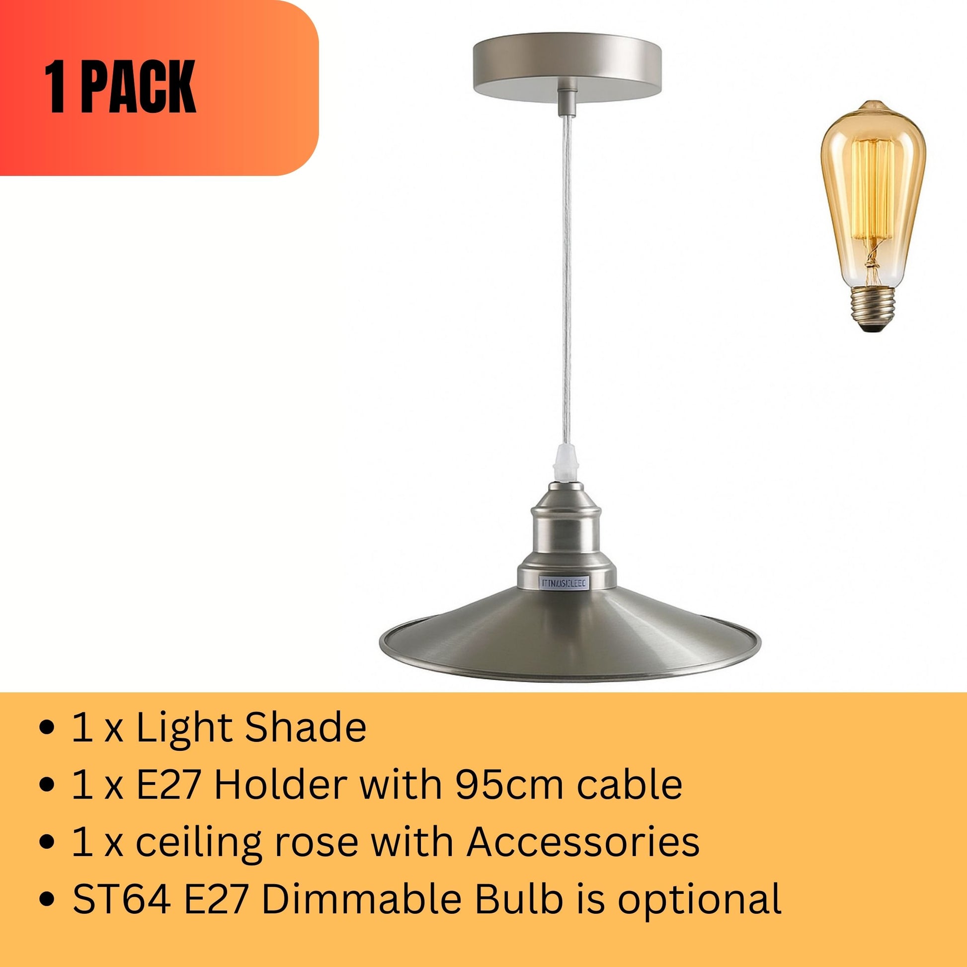 Metal pendant light with bulb