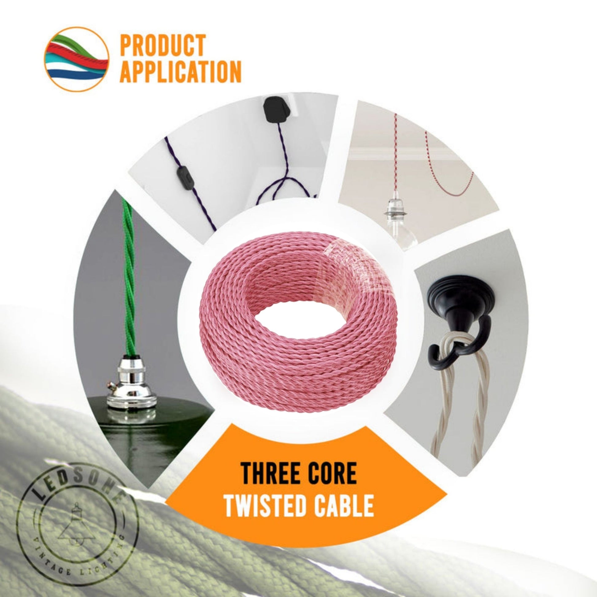 Three core twisted cable with application 