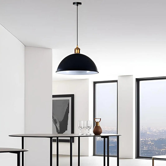 Modern Large Ceiling Black Metal Dome Pendant Light ~1845