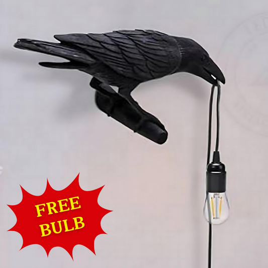 Black Wall Lamp On the Left Resin Bird Wall sconce FREE Bulb~4779