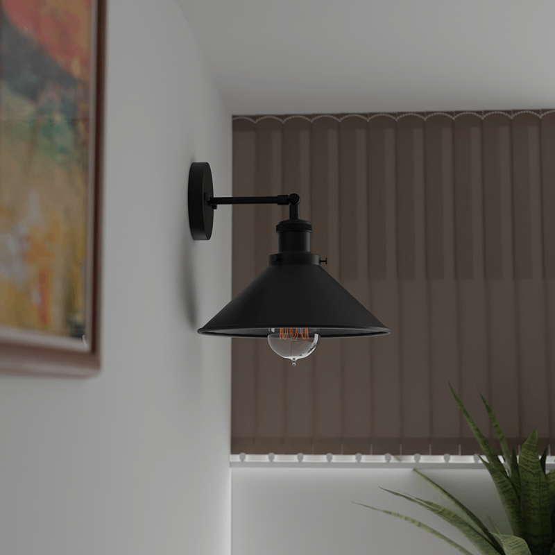Black Cone Shade Wall Lighting Adjustable Arm-Application 2