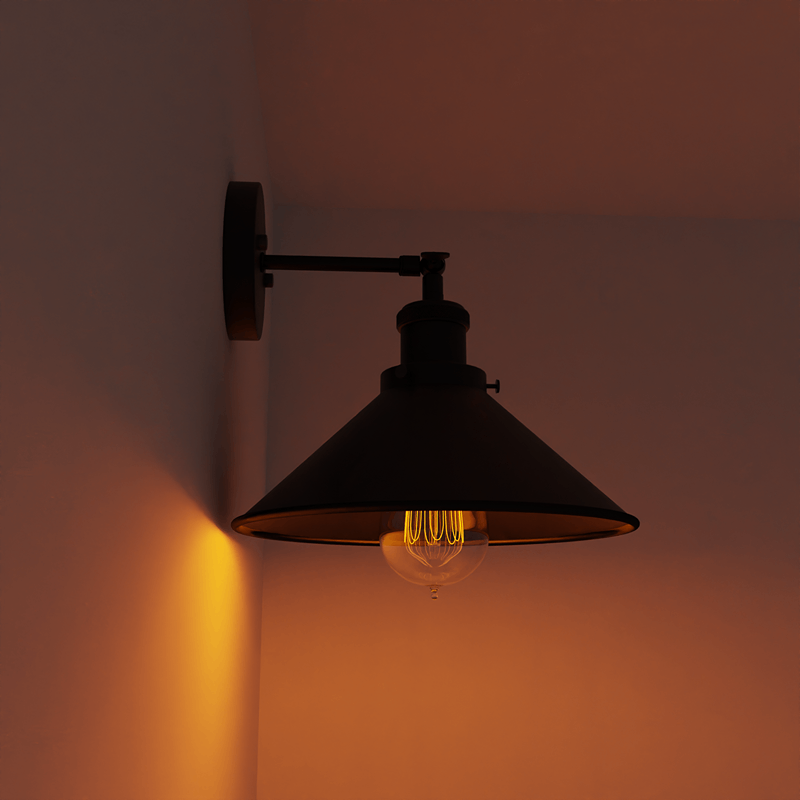 Black Cone Shade Wall Lighting Adjustable Arm-Application 3