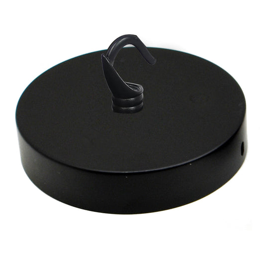 Black Ceiling Rose With Hook Pendant Light Fitting~2385