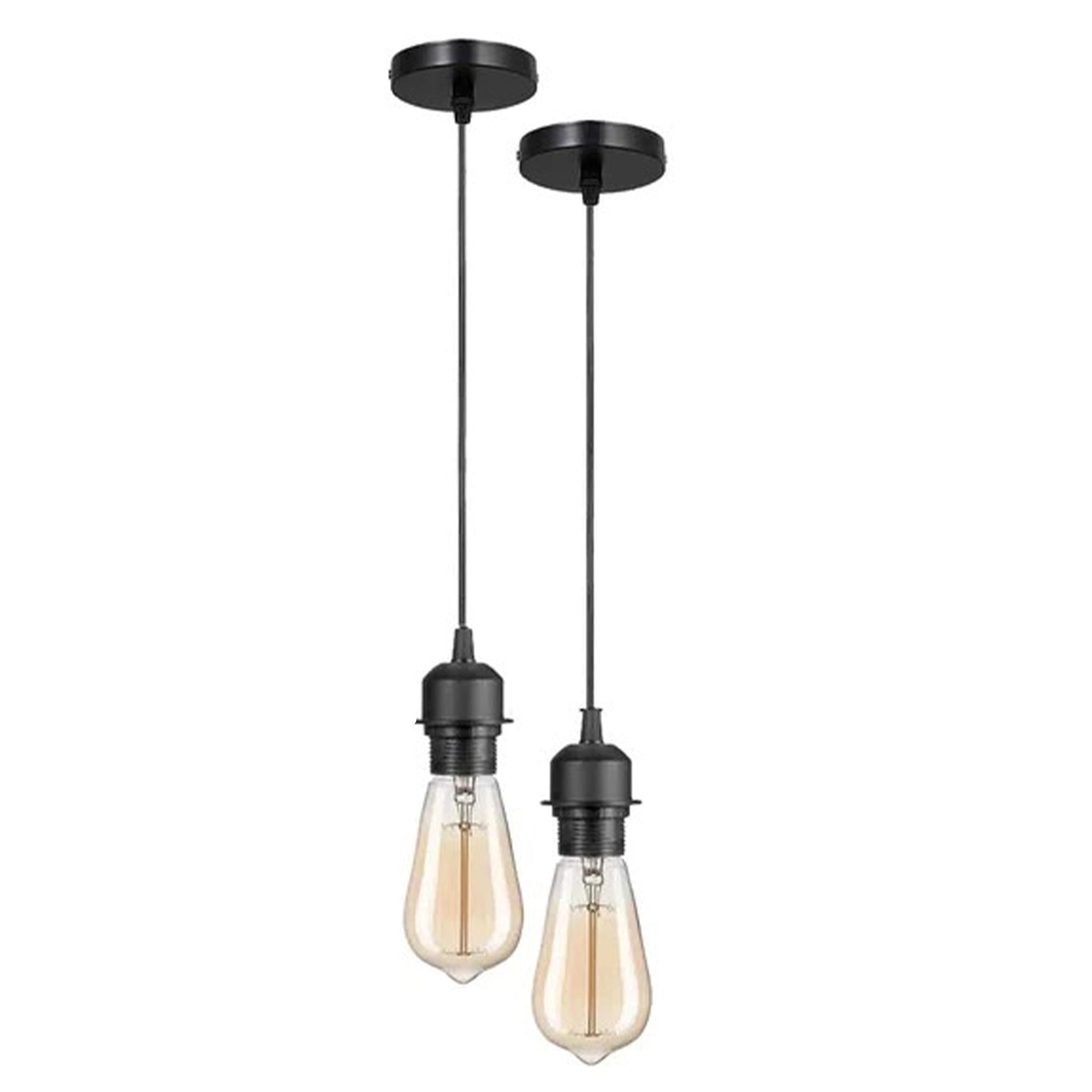 2 pack black pendant light PVC cable E27 holder black pendant cord ceiling light fixture double pendant light