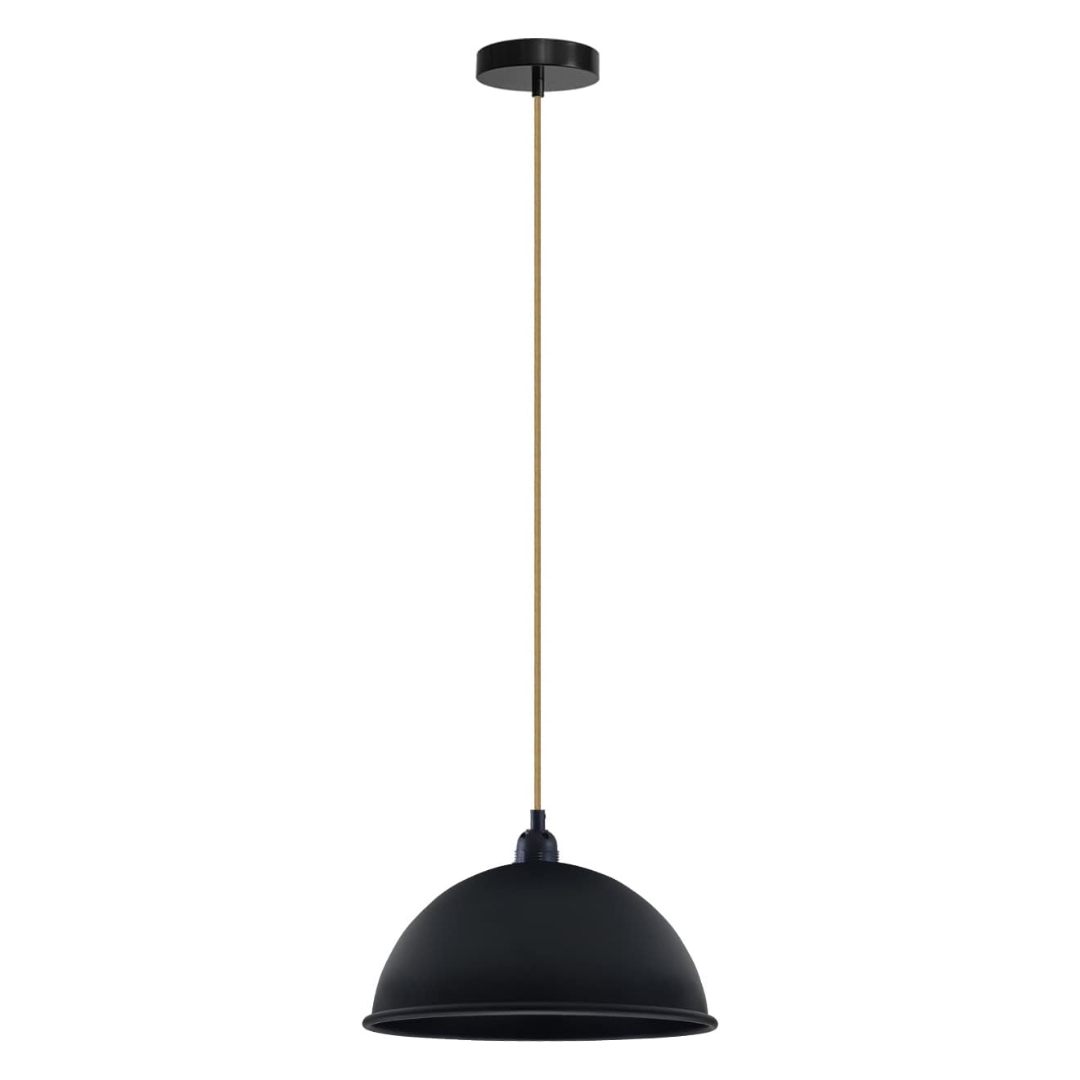 Black pendant light on a white background