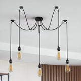 Black Pendant Light Spider with Rubber Cable Metal Lamp Holder~1122