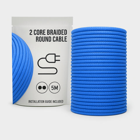 Blue Vintage 2 Core Round Braided Fabric Cable–0.75mm~3222