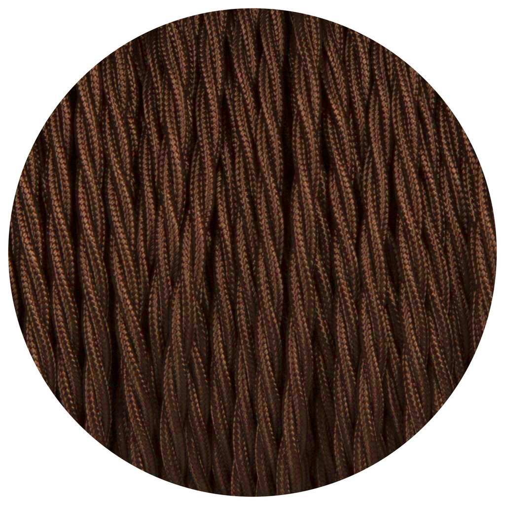 2 Core 5m Twisted Vintage Fabric Cable Flex Dark Brown Electric Wire
