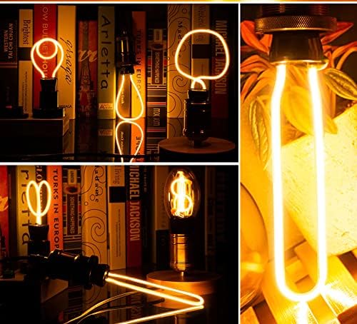 Vintage decorative E27 LED filament bulb with a heart-shaped filament vintage neon bulb LED filament light E27 screw bulb decorative night light vintage sign light 4W filament bulb style bulb