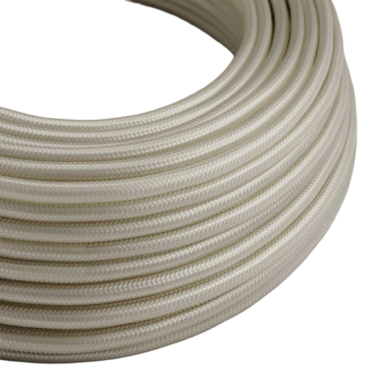 5m 2 Core Round 0.75mm Vintage Braided Cream Fabric Covered lamp cord~4706