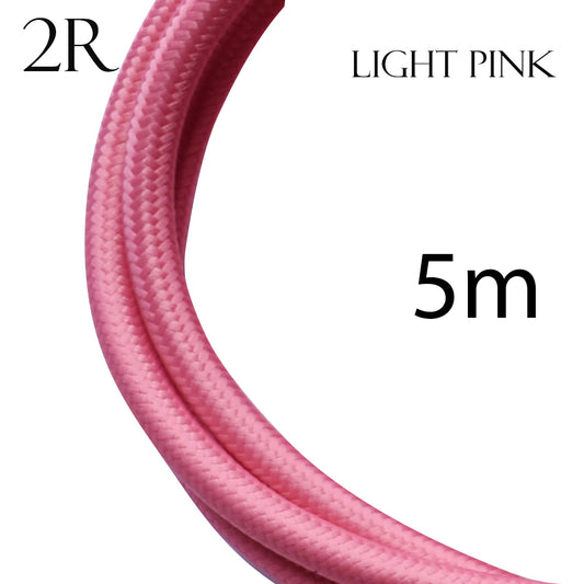 5m 2 core Round Rayon Vintage Braided Fabric Pink Cable Flex 0.75mm~4741