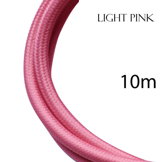 10m 2 core Round Rayon Vintage Braided Fabric Pink Cable Flex 0.75mm~4742